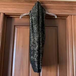 Gold and black textured infinity scarf. One size fits most. express.